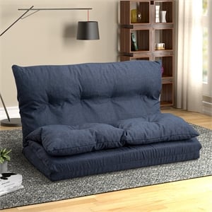 Afuera Living Contemporary Navy Blue Fabric Folding Floor Sofa Bed