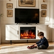 Afuera Living 65-Inch White TV Stand with 23-Inch Electric Fireplace