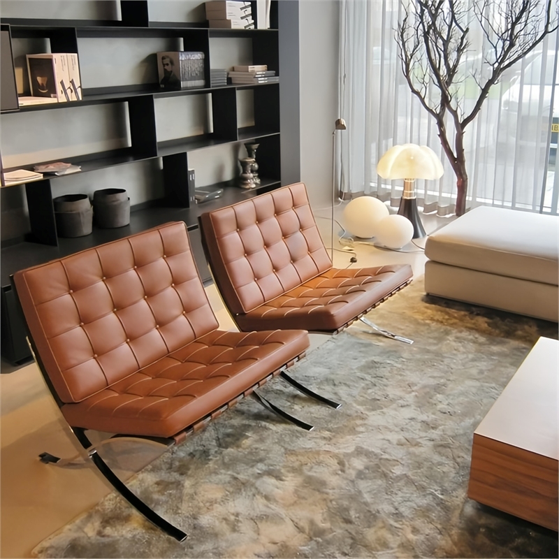 Afuera Living Contemporary 30-Inch Amber Genuine Leather Accent Chair