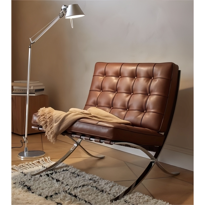 Afuera Living Contemporary 30-Inch Amber Genuine Leather Accent Chair