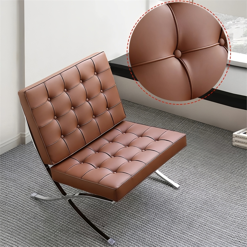 Afuera Living Contemporary 30-Inch Amber Genuine Leather Accent Chair