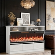 Afuera Living White Fluted TV Stand with 50-Inch Electric Fireplace