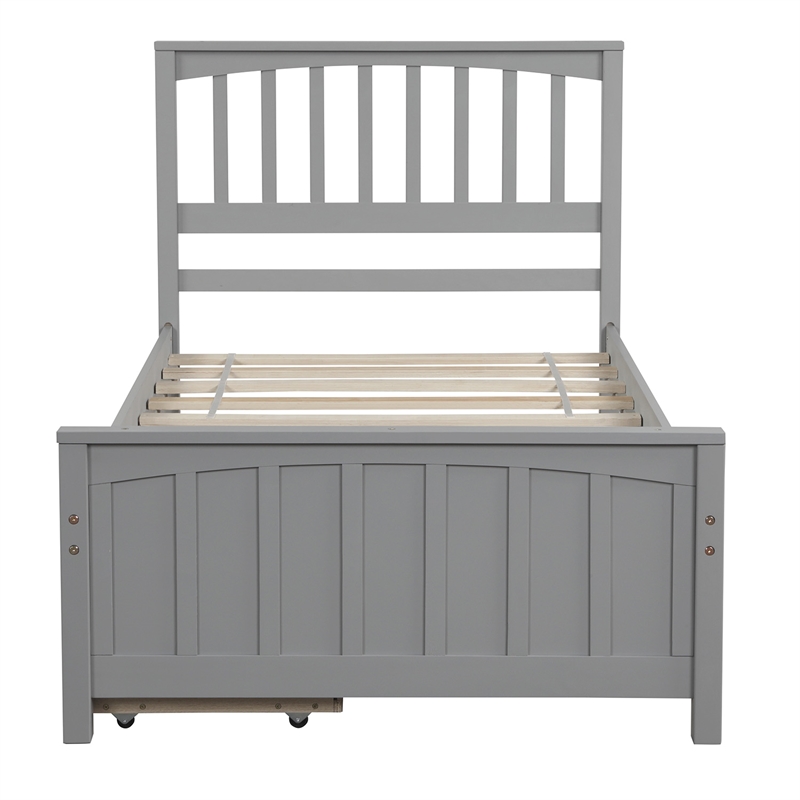 Afuera Living Contemporary Gray Twin Platform Bed with 2 Storage Drawers