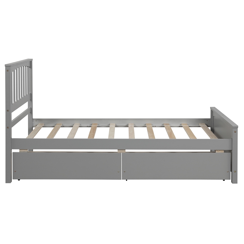Afuera Living Contemporary Gray Twin Platform Bed with 2 Storage Drawers