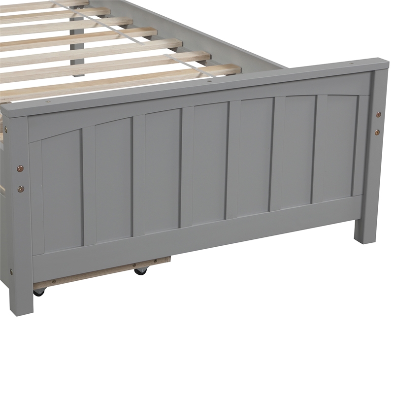 Afuera Living Contemporary Gray Twin Platform Bed with 2 Storage Drawers