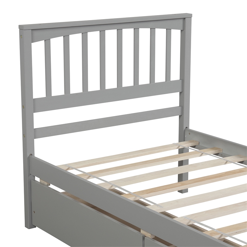 Afuera Living Contemporary Gray Twin Platform Bed with 2 Storage Drawers