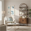 Afuera Living 71-Inch Brown Arched Bookshelf with Fluted Cabinet