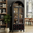 Afuera Living 70-Inch Black Arched Wine Cabinet with 18-Bottle Rack
