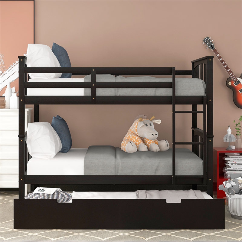 Afuera Living Contemporary Espresso Full/Full Bunk Bed with Twin Trundle