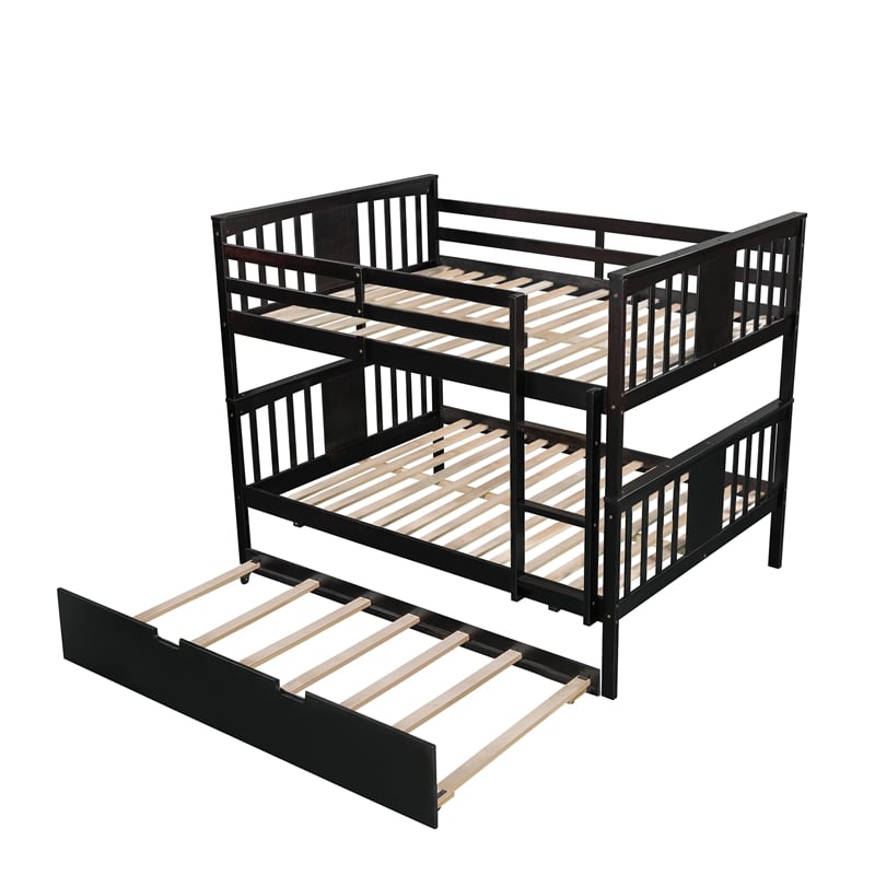Afuera Living Contemporary Espresso Full/Full Bunk Bed with Twin Trundle
