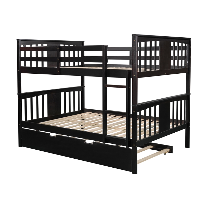 Afuera Living Contemporary Espresso Full/Full Bunk Bed with Twin Trundle