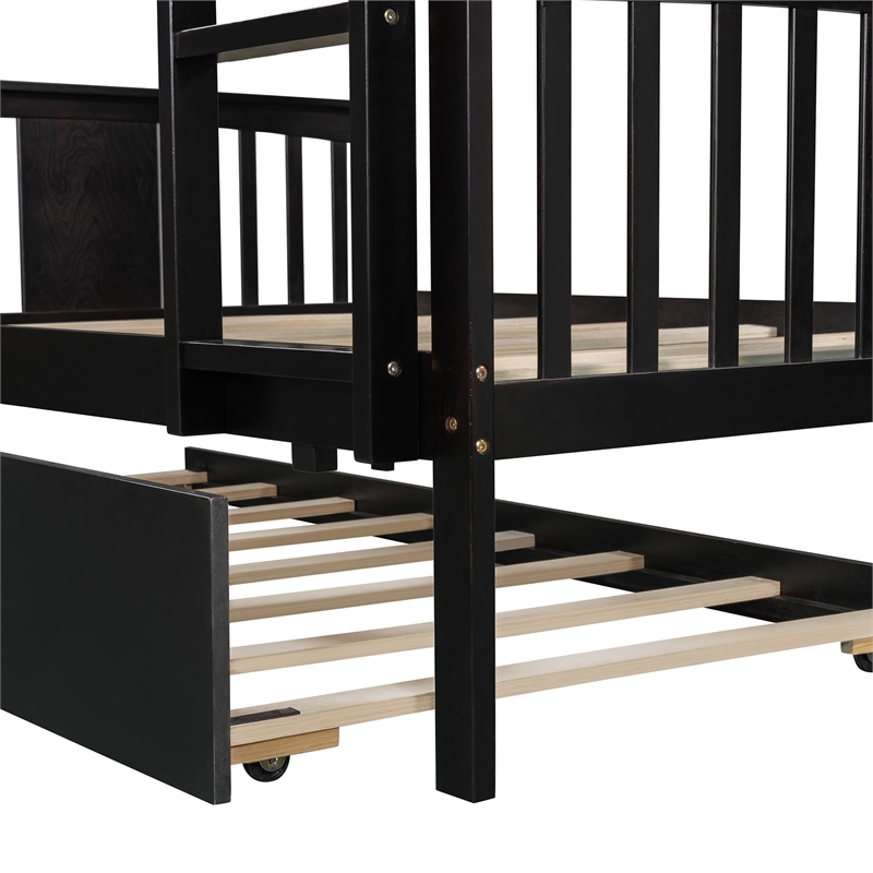 Afuera Living Contemporary Espresso Full/Full Bunk Bed with Twin Trundle