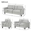 Afuera Living Contemporary Light Gray 3-Piece Linen Sectional Sofa Set