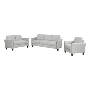 Afuera Living Contemporary Light Gray 3-Piece Linen Sectional Sofa Set