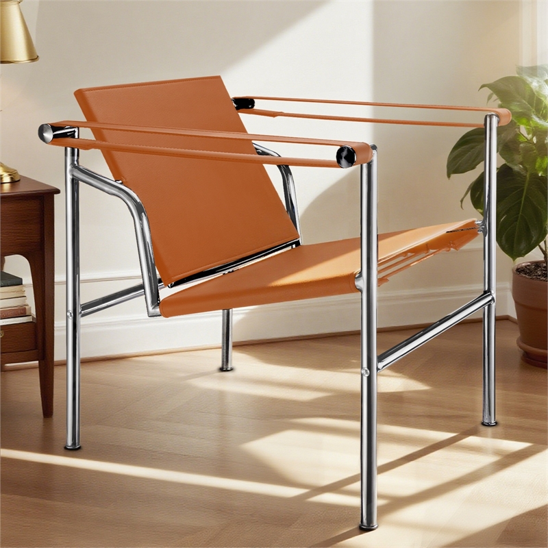 Afuera Living Amber Double-Layer Saddle Leather Accent Chair