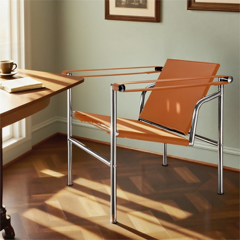 Afuera Living Amber Double-Layer Saddle Leather Accent Chair