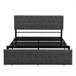 Afuera Living Gray Queen Metal Storage Bed with Linen Upholstery