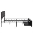 Afuera Living Gray Queen Metal Storage Bed with Linen Upholstery