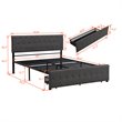 Afuera Living Gray Queen Metal Storage Bed with Linen Upholstery