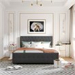 Afuera Living Gray Queen Metal Storage Bed with Linen Upholstery