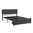 Afuera Living Gray Queen Metal Storage Bed with Linen Upholstery