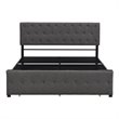 Afuera Living Gray Queen Metal Storage Bed with Linen Upholstery