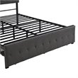 Afuera Living Gray Queen Metal Storage Bed with Linen Upholstery