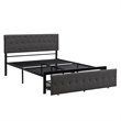 Afuera Living Gray Queen Metal Storage Bed with Linen Upholstery