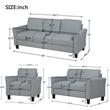 Afuera Living 3-Piece Linen Upholstered Sectional Sofa Set in Gray