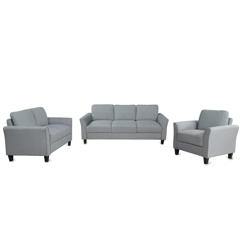 Afuera Living 3-Piece Linen Upholstered Sectional Sofa Set in Gray