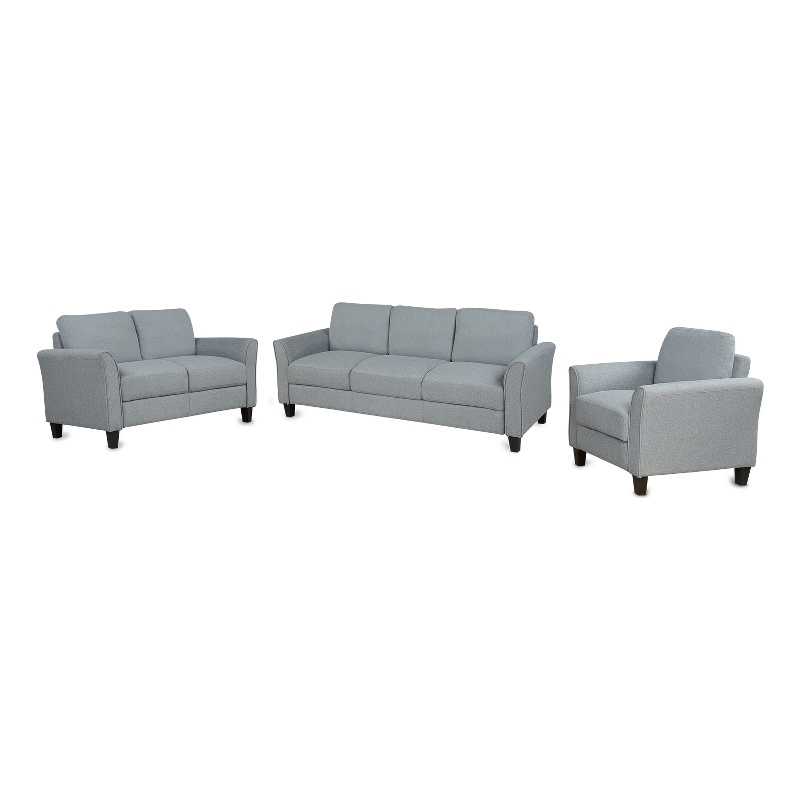 Afuera Living 3-Piece Linen Upholstered Sectional Sofa Set in Gray