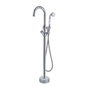 Afuera Living Freestanding Brass Bathtub Faucet in Chrome with Hand Shower