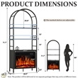 Afuera Living 72-Inch Black Arched Bookshelf with 23-Inch 750W/1500W Fireplace