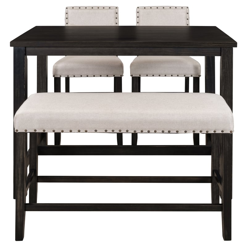 Afuera Living 4-Piece Espresso Counter Height Dining Set with Upholstered Bench