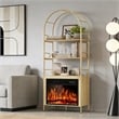 Afuera Living 72-Inch Wood Arched Bookshelf with 23-Inch Electric Fireplace