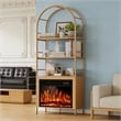 Afuera Living 72-Inch Wood Arched Bookshelf with 23-Inch Electric Fireplace