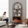 Afuera Living 72-Inch Brown Arched Bookshelf with Electric Fireplace