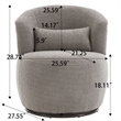 Afuera Living Gray Teddy Fabric 360-degree Rotating Armchair with Metal Base