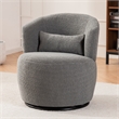 Afuera Living Gray Teddy Fabric 360-degree Rotating Armchair with Metal Base