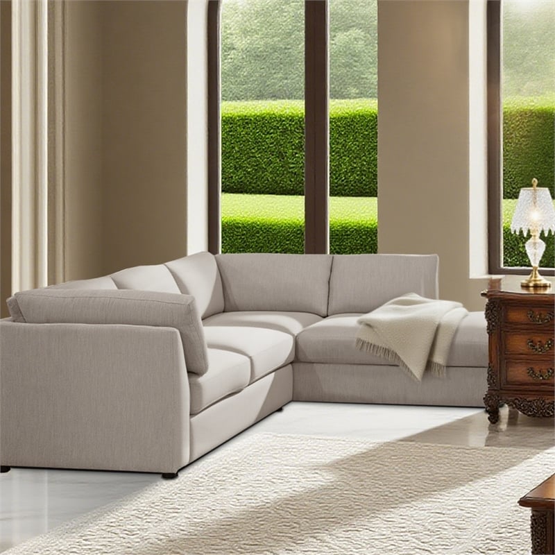 Afuera Living White L-Shaped Fabric Sectional Sofa - Right Arm
