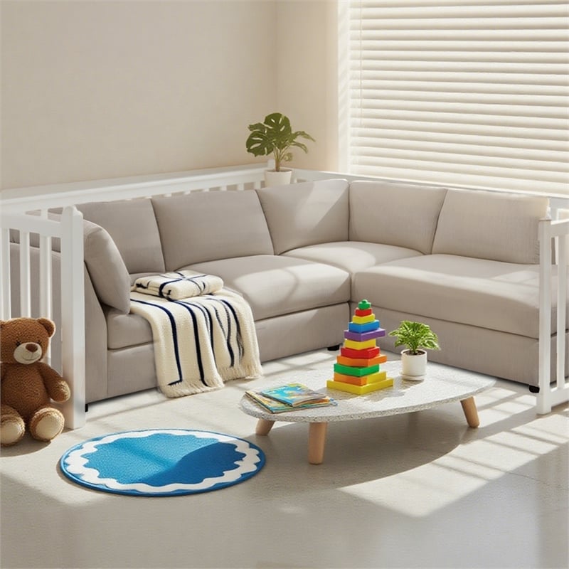 Afuera Living White L-Shaped Fabric Sectional Sofa - Right Arm