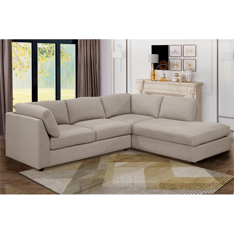 Afuera Living White L-Shaped Fabric Sectional Sofa - Right Arm