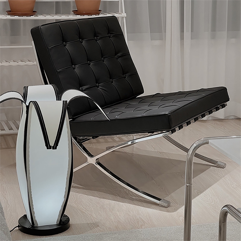 Afuera Living Mid-Century Leather Recliner Chair with Stainless Steel Frame