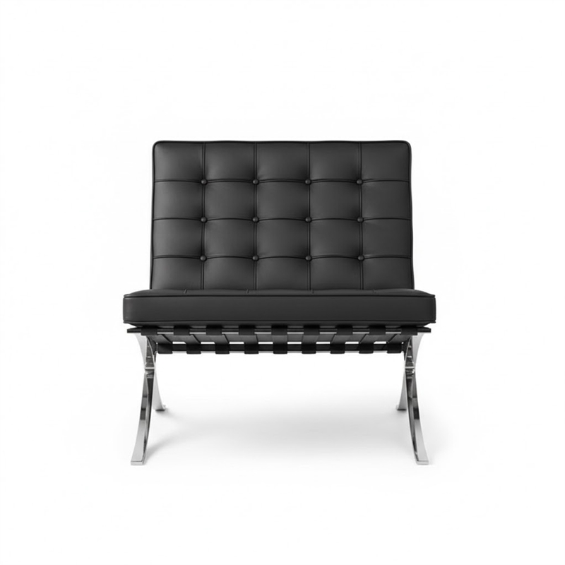 Afuera Living Mid-Century Leather Recliner Chair with Stainless Steel Frame