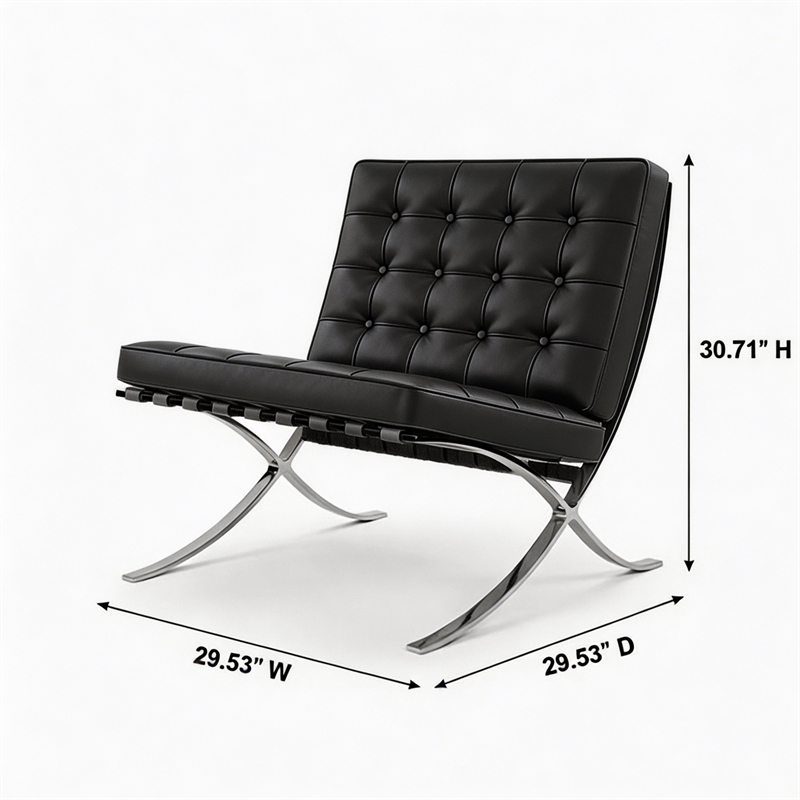 Afuera Living Mid-Century Leather Recliner Chair with Stainless Steel Frame