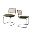 Afuera Living Stainless Steel Rattan & Velvet Dining Chairs Set of 2