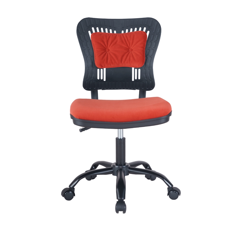 Afuera Living Red Velvet Fabric Swivel Office Task Chair with Adjustable Height