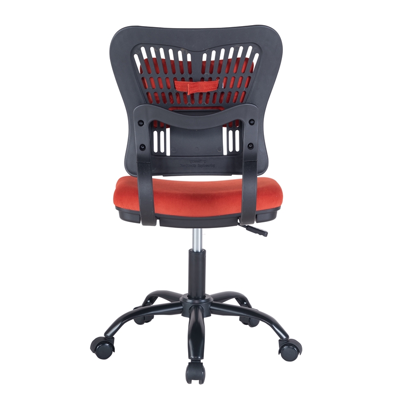 Afuera Living Red Velvet Fabric Swivel Office Task Chair with Adjustable Height