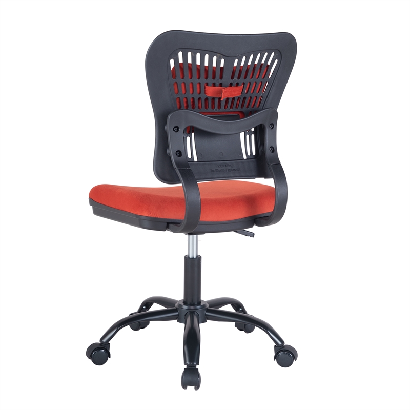Afuera Living Red Velvet Fabric Swivel Office Task Chair with Adjustable Height