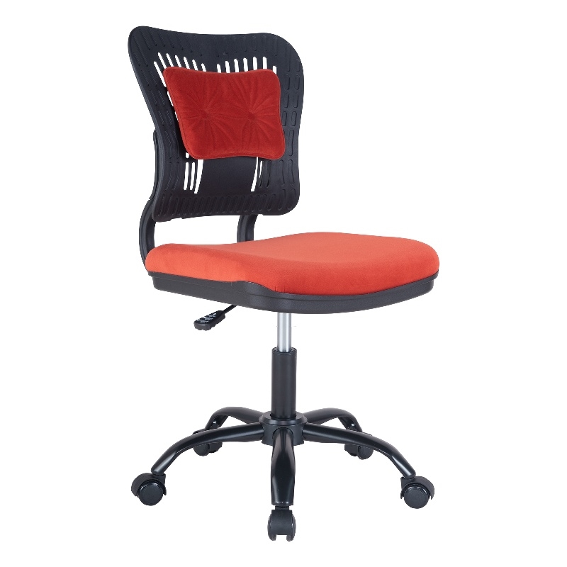 Afuera Living Red Velvet Fabric Swivel Office Task Chair with Adjustable Height